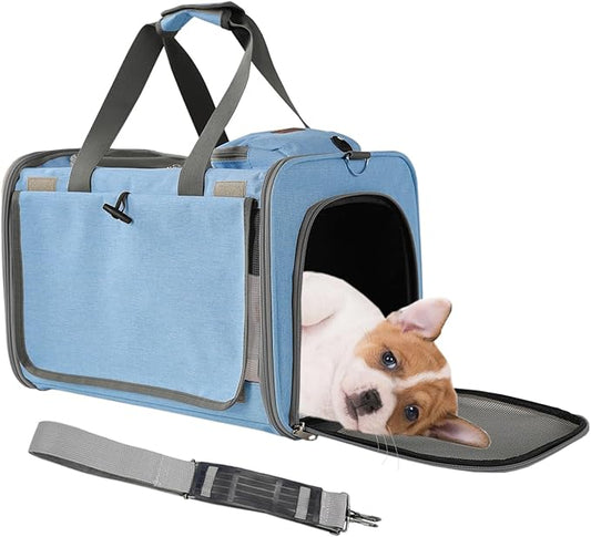 Cats Carrier Soft Small Dog Carriers for Small Dogs Blue Softsided Pet Carrier Airline Approved,Large Pocket,Breathable,Privacy Protection Pets Bag Travel Outdoor Kitties/Pups Bed
