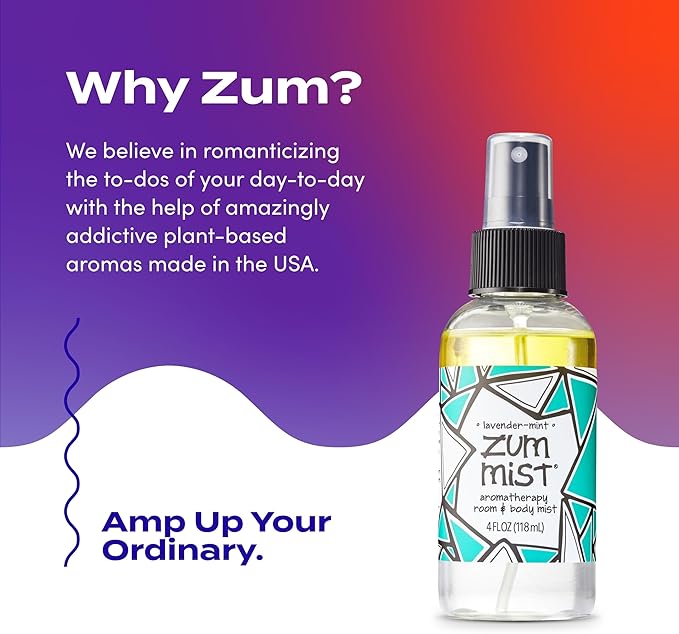 Indigo Wild Zum Mist Room & Body Spray - Aromatherapy Essential Oil Spray - Natural Body Mist & Room Spray - Lavender-Mint Scent - 4 fl oz (2 Pack)