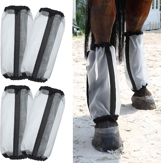 All-Purpose Fine Mesh Horse Fly Boots Breathable Anti-Fly Leggings with Sturdy Support Strips Reduce Annoying Stomping & 360°Leg Protection Durable Easy-Clean Material 4-Pack Lavender Purple