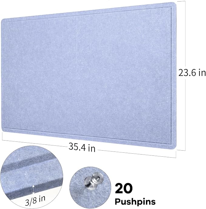 Lightomorrow Bulletin Board, 36 x 24 inches Felt Board