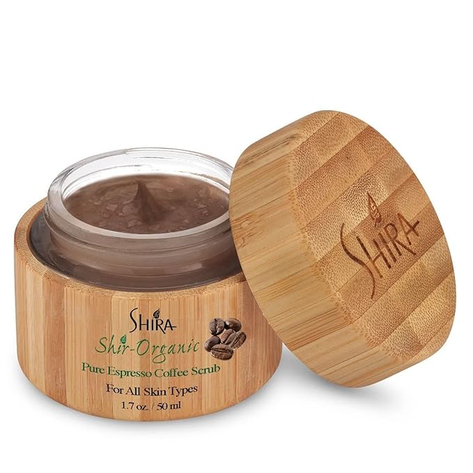 Shira-Organic Pure Espresso Coffee Scrub, Exfoliate for face, Improves Wrinkles and Fine lines, Promotes Skin Rejuvenation For Women, Men (50ML)
