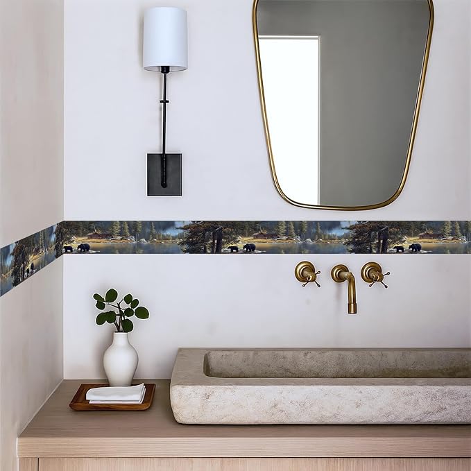 Forest Lake Wallpaper Border 196x4 Inch Peel and Stick Wall Border Self