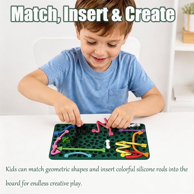 Sensory Activity Board, Sensory Fidget Toys for Kids Toddler, Sensory Toys for Silent, Calming, Focus, Stress Relief, ADHD & Autism, Airplane Travel Essentials Toys with Travel Bag & 12 Strings