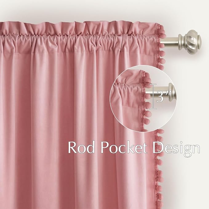 NICETOWN Blush Pink Velvet Curtains 96" Long