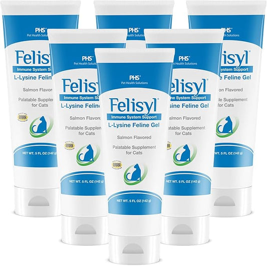 L-Lysine Gel for Cats (5oz) – Supports Immune, Respiratory, and Eye Health. Eases Sneezing, Runny Nose, and Watery Eyes. Tasty Salmon Flavor - Made in The USA (6 Pack)