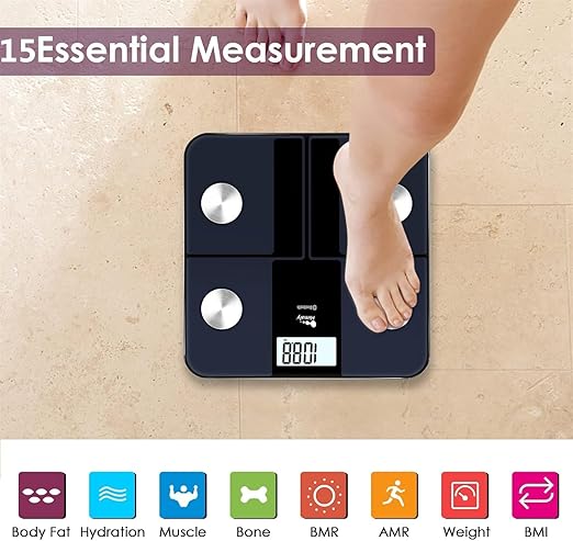 himaly USB Rechargeable Bathroom Scale for Body Weight, Digital Weight Scale Bluetooth for Accurate BMI Body Fat Scale Muscle Mass Composition Monitor with App, 400 lbs