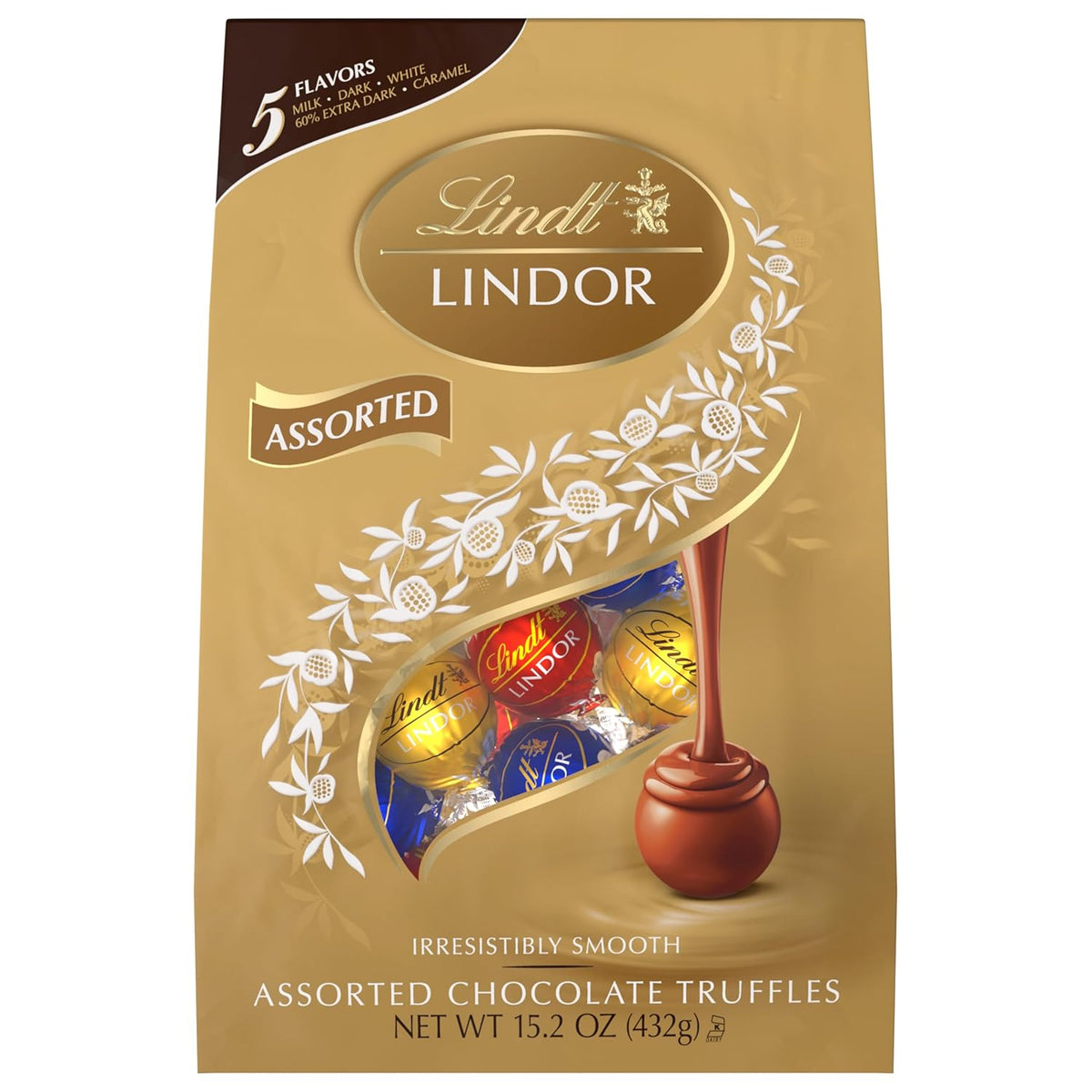 lindt assorted chocolate candy truffles, 15.2 oz, assorted flavors, gourmet, kosher