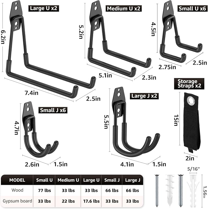 20 Pack Garage Hooks, Heavy Duty Steel Wall Mount Utility Hangers