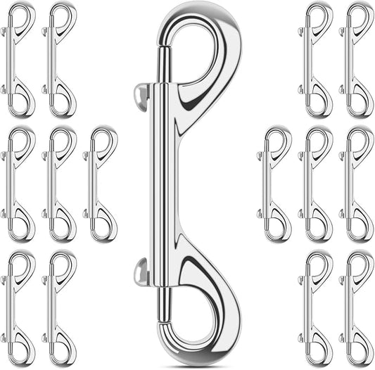 ERKOON 15 Pack Heavy Duty Snap Hooks Double Sided Clips for Hanging Horse Tack Sling Feed Buckets Dog Leash Collar Key Chain Zinc Alloy Metal Snaps Clip(3-1/2 Inch)