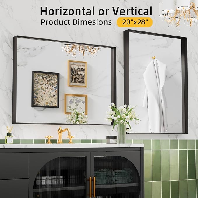 20”x 28” Black Bathroom Mirrors