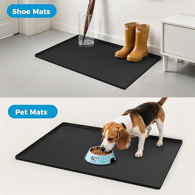 URMONA 22'' x 19'' Waterproof Silicone Under Sink Mat Cabinet and Counter Protector, Shelf Liner for Kitchen and Bathroom, Storage and Organizers, Litter Mat, Pet Cat Puppy Essentials（Light Cream）