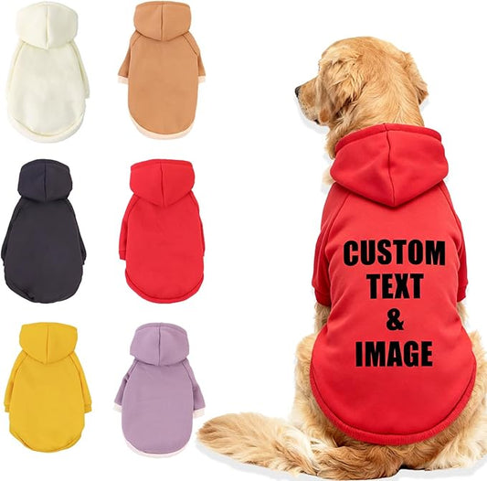 Custom Dog Hoodie, Personalized Sweatshirt with Photo Text Name Logo, Customized Hooded Sweater for Small Medium Large Dogs & Cats (Red, XXXXX-Large)