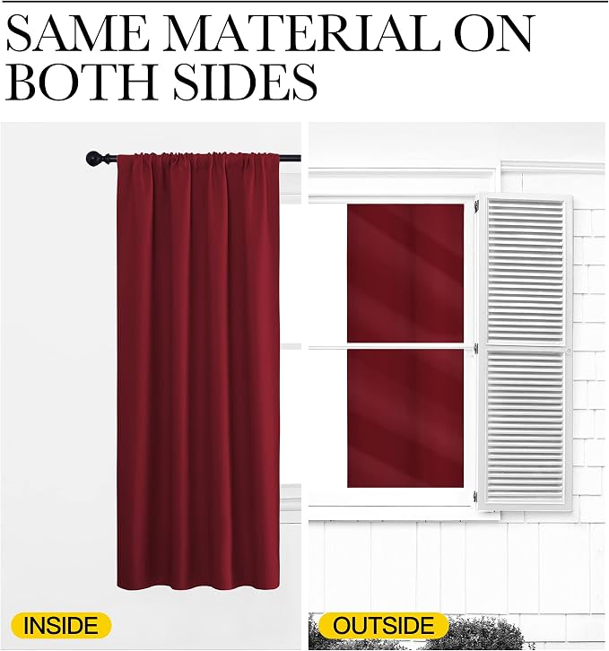 NICETOWN Christmas Burgundy Curtains Blackout Drapes