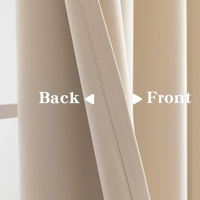 IGEMAEVE Beige Curtains 84 Inch Length 2 Panels Set, Light Filtering Curtains