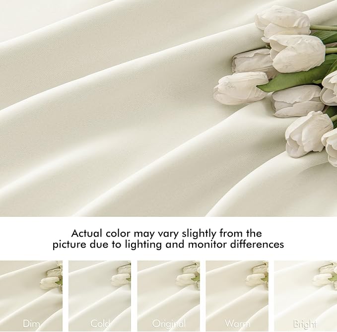 MIULEE Cream Back Tab Blackout Curtains 108 Inch Long 2 Panels Set