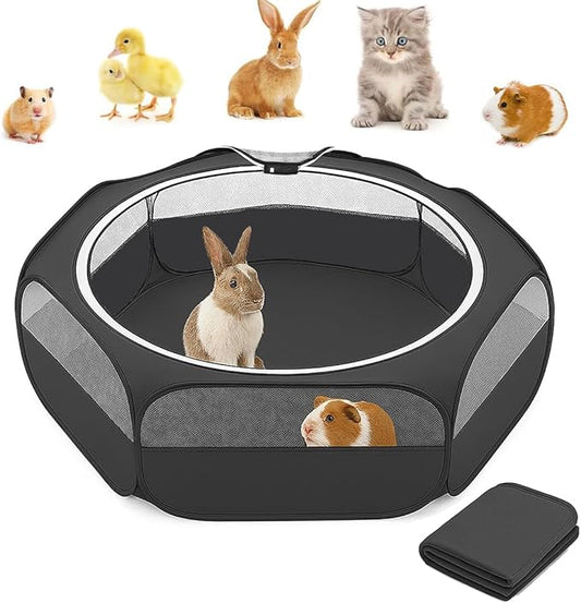 Amakunft 2 in 1 Small Animals Playpen with Pad Mat Rabbit Pop Up playpen Tent Portable Chick Brooder Box Indoor for Guinea Pig/Ferret/Chinchilla/Bearded Dragon/Kitten