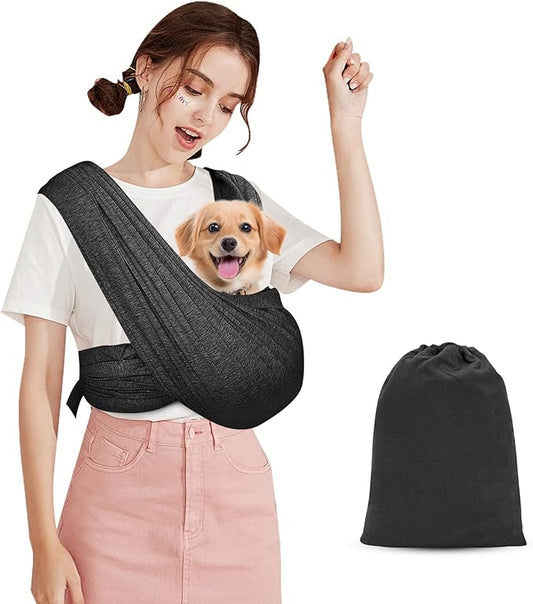 Dog Sling, Front Facing Dog Slings for Small Dogs, Adjustable Hands Free Puppy Sling, Pet Slings Carrier for Small Dogs Cats 0-11lbs for Travel or Daily Use, Reducing Back Pain (Black)