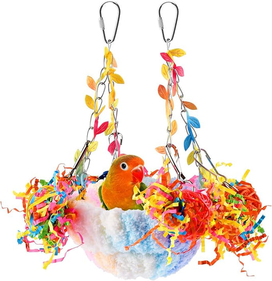 KATUMO Budgies Nest, Conure Snuggle Bed Bird Swing Bed Parrotlet Breeding Nest Finches Nest for Small Animals, Size Small