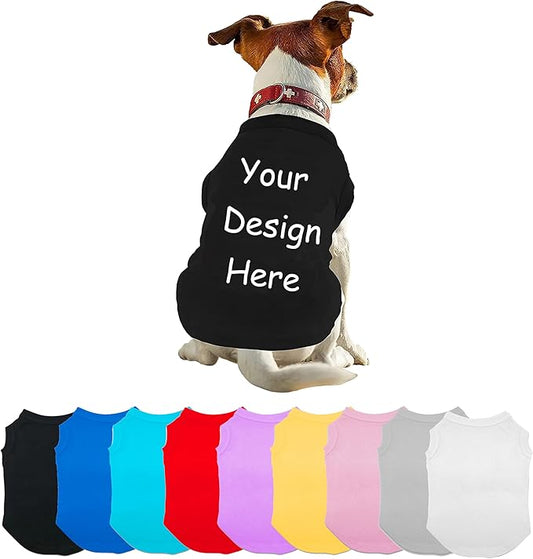 Custom Dog Shirt, Customized Summer Breathable Pullover Pet Outfit Personalized Pet Shirt Customized with Name/Text/Photo/Logo for Pet Dogs Puppy Cats Kitten（Custom Dog Shirt）