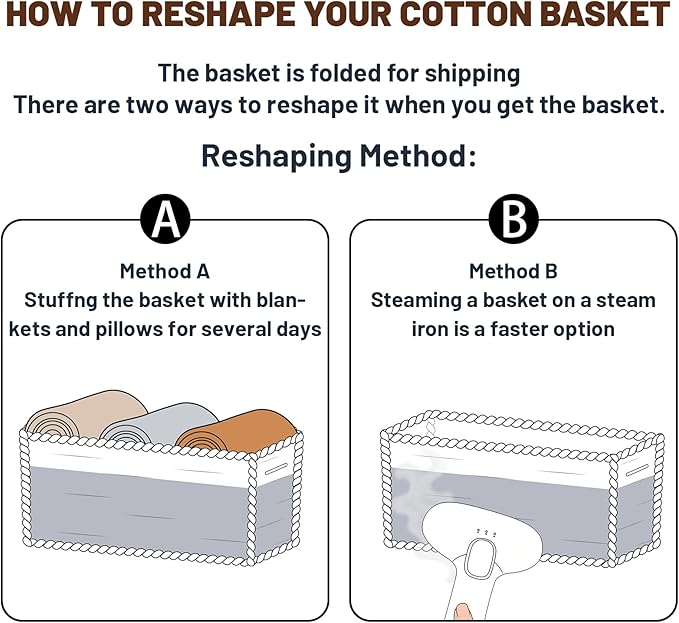 MiniArk Large Shallow Organizing Baskets 15x11x5.1 Inches - Rope Woven Storage Bins for Bathroom, Shelves, Cube Closet, White Mixed Brown 4 Packs