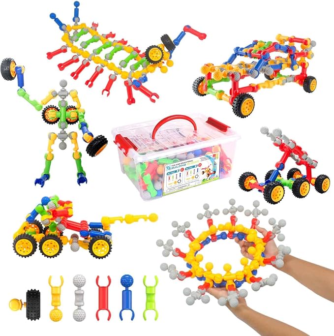 SHUNLAM Building Blocks for Kids, 170 Pcs STEM Toys for Boys and Girls, Safe and Creative Toy for Age 3+, Educational Activities (170 PCS)