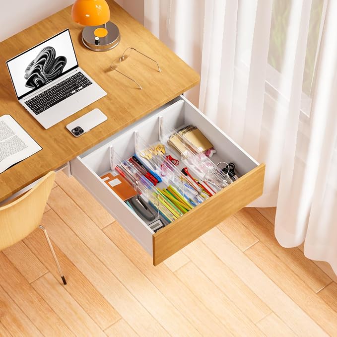 Yieach 8 Pack 6 Inch Tall Acrylic Drawer Divider for Clothes-Expandable from 12.3-18''-Adjustable Dresser Deep Drawer Dividers for Baby Clothing,Underwear,Clear in Drawer Separators for Kitchen,Office
