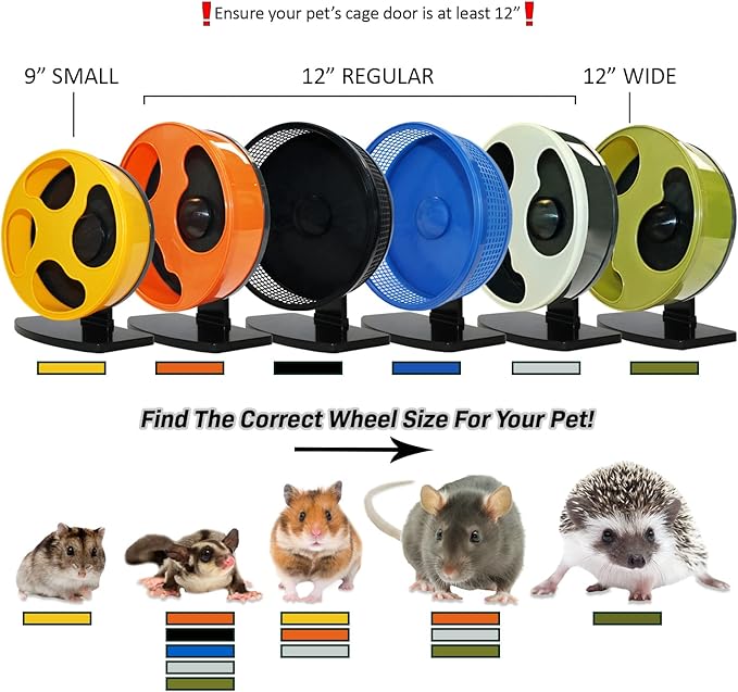 Silent Runner 9" - Wheel + Cage Attachment (NO Stand) - for Hamsters, Gerbils, Mice