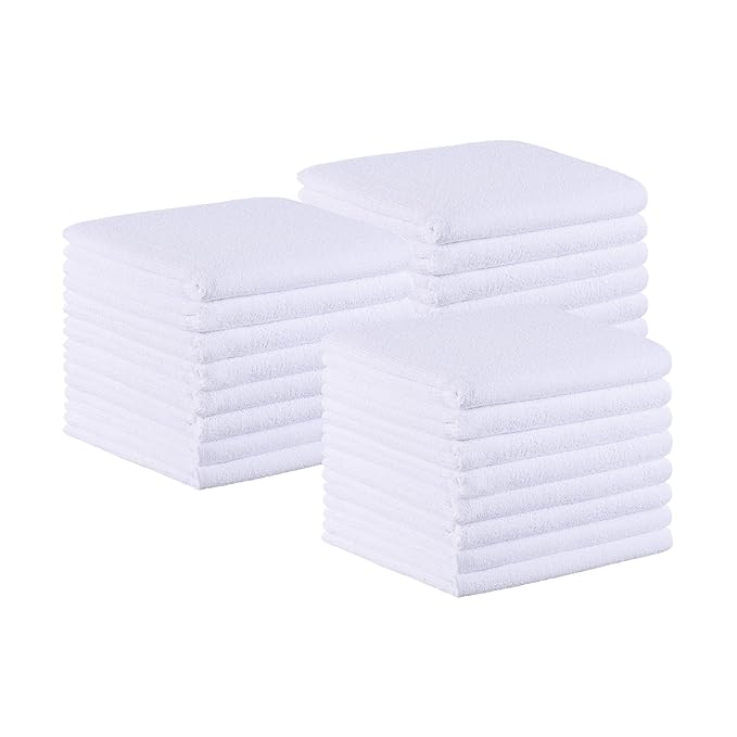 Arkwright Bleach Proof Salon Towels Bulk - Pack of 24 - Ultra Soft, Gentle Microfiber, Highly Absorbent & Quick Dry Spa Facial Towel for Hair Stylist, Nail Shop, and Esthetician, 16 x 27 in, White