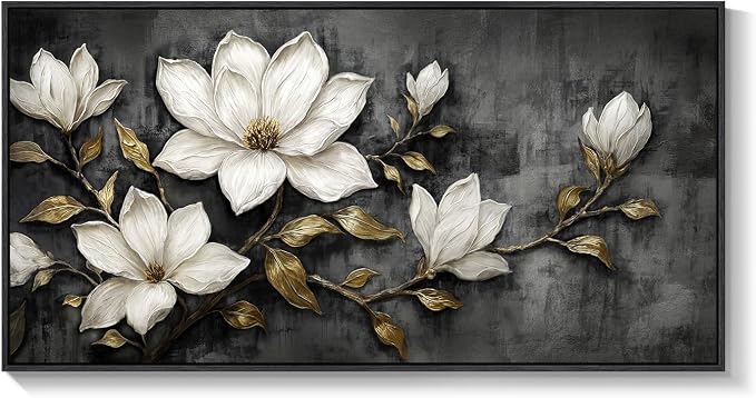 Large Framed Black and White Botanical Wall Art