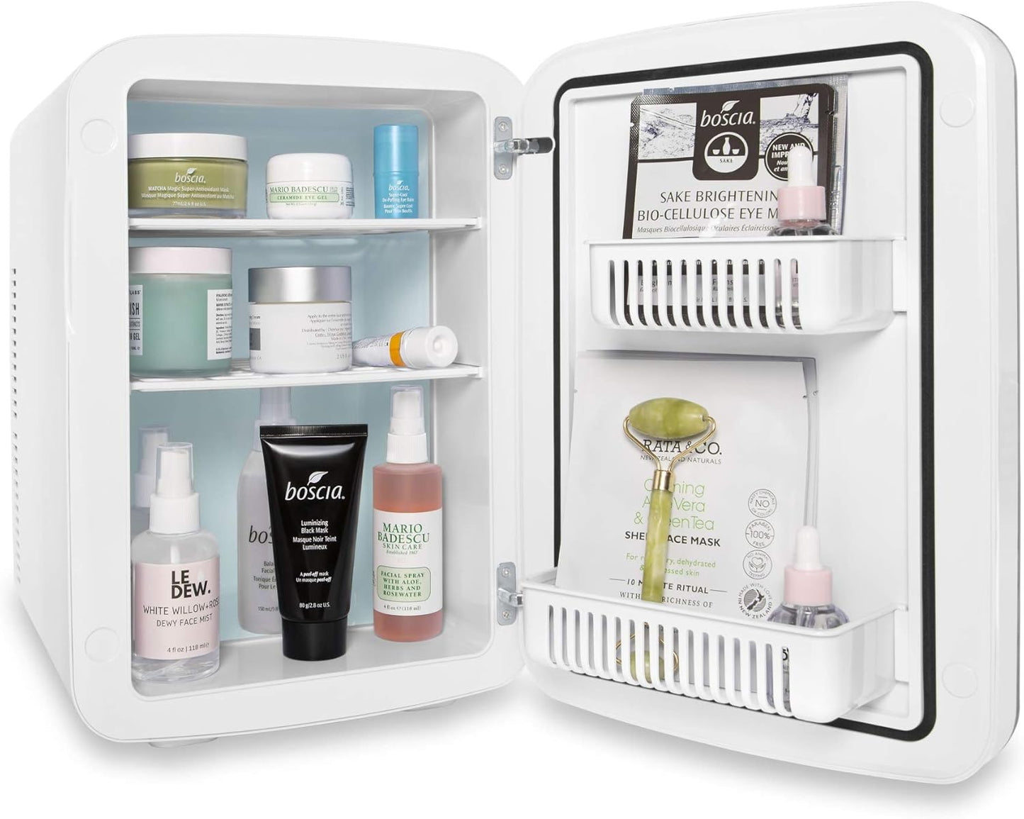 Cooluli 15L Mini Fridge for Bedroom - Car, Office Desk & College Dorm Room - 12v Portable Cooler & Warmer for Food, Drinks, Skincare, Beauty & Makeup - AC/DC Small Refrigerator with Glass Front, Blue,15 Liter