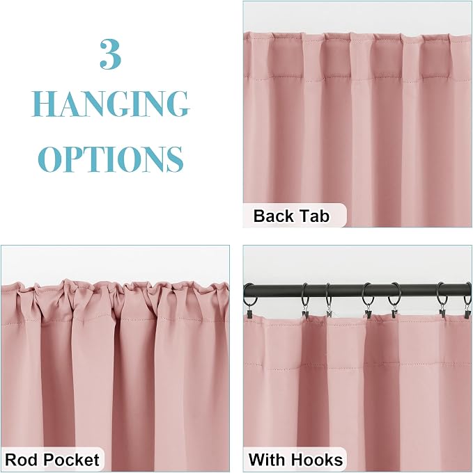 RYB HOME Pink Blackout Curtains