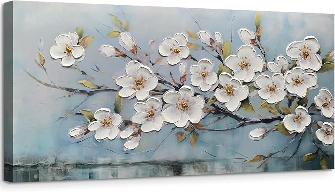 Anolyfi White Textured Flowers Wall Art