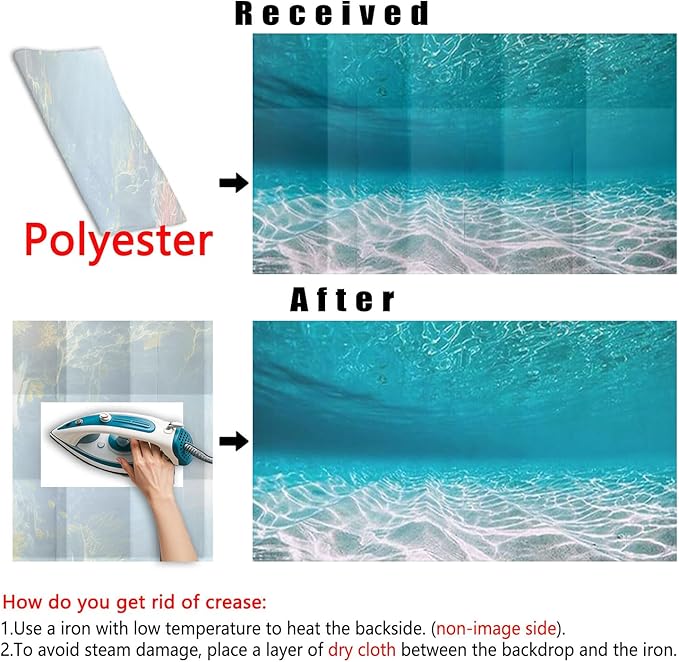 48X24IN Natural Undersea Aquarium Background, Undersea Beach Fish Tank Background, with 8 EVA Double-Sided Tape