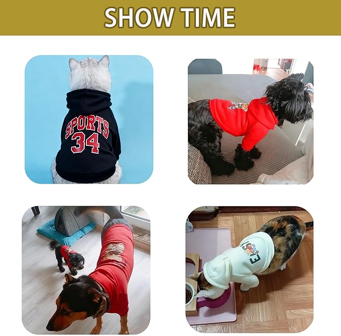 Custom Dog Hoodie, Personalized Sweatshirt with Photo Text Name Logo, Customized Hooded Sweater for Small Medium Large Dogs & Cats (Red, XXXX-Large)
