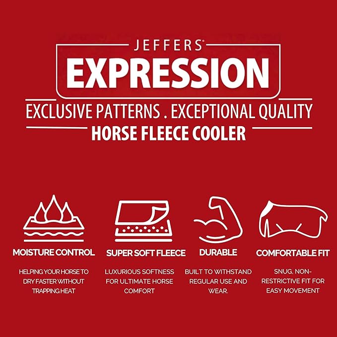 Jeffers Expression Fleece Cooler for Horses, Standard Neck, Skater Cowgirl 72"- Equine Towel Blanket, Moisture Absorbent, Light Weight, Best for Drying, Exercise, Bathing, Adjustable Belly Bands