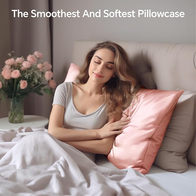INFIIXSO Mulberry Silk Pillowcase for Hair and Skin, Silk Pillow Cases Queen with Hidden Zipper 20x30 Inches, Extraordinary Smooth and Soft Cooling Pillow Cases for Hot Sleepers(Rose Pink, 1 Pack)