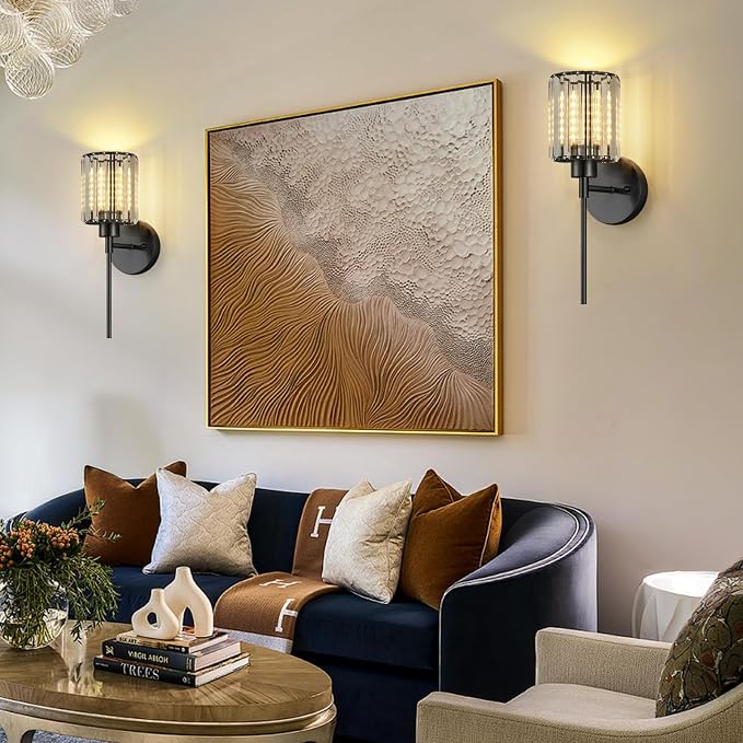 Crystal Battery Operated Wall Sconces, 12 Colors and 3CCT Dimmable Crystal Wall