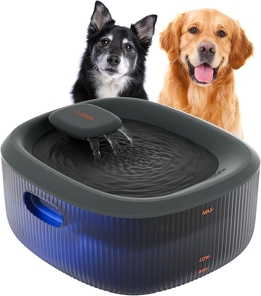 WOPET Dog Water Fountain for Large Dogs, 6L/205oz Automatic Cat Water Fountain with 5 Filters, Handle, BPA-Free Pet Water Dispenser for Multi-Pet & Cats, Ultra-Quiet Dog Water Bowl with LED Light