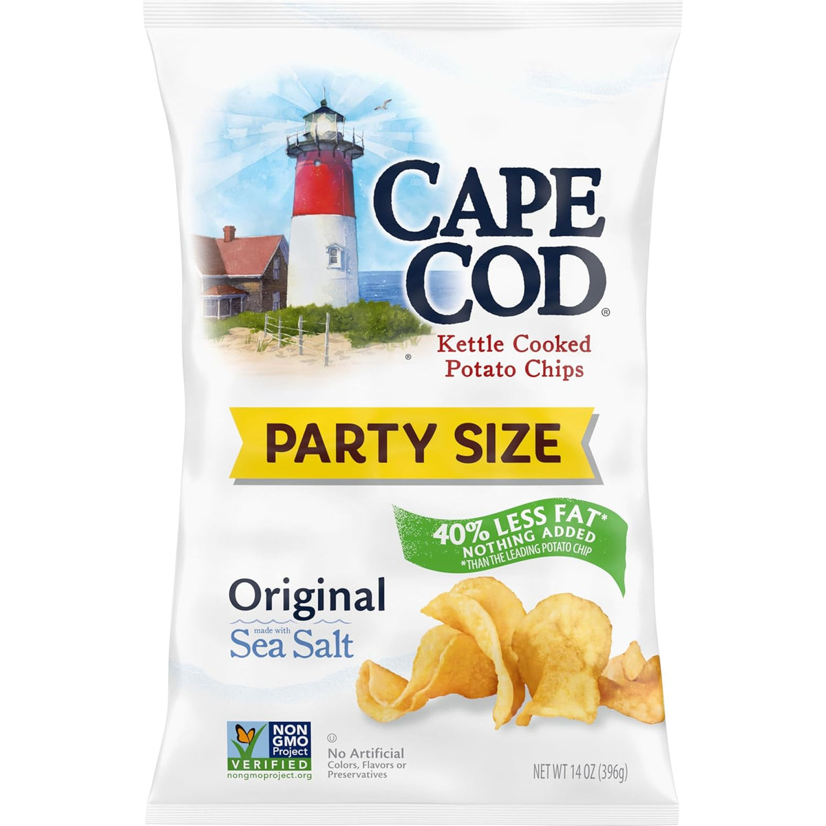 Cape Cod Potato Chips, Less Fat Original Kettle Chips, 1 Oz Snack Bags, 10 Ct
