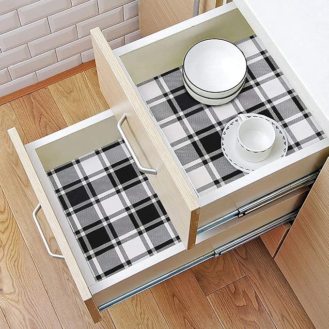 Guvana 17.7"x118" Black and White Trellis Contact Paper Peel and Stick