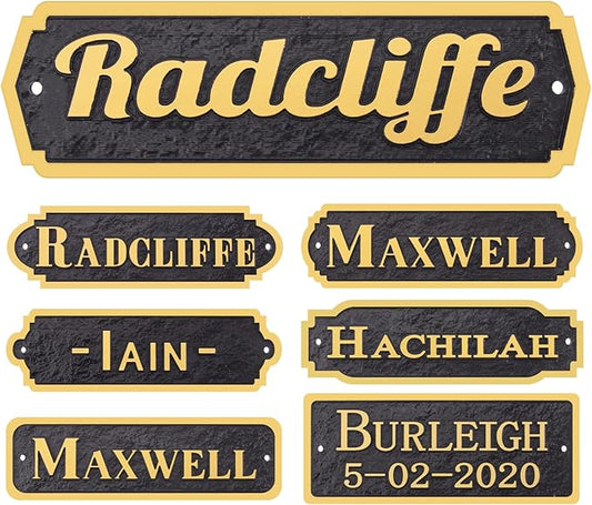 Acrylic Horse Stall Name Plate, 2.4" x 8" Personalized Stall Signs, UV Protected, Custom Pet Name Sign, All Weather Adhesive, Mounting (Gold, Style 1)