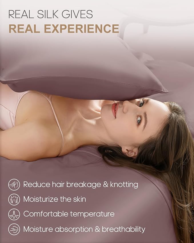 THXSILK Mulberry Silk Pillowcase for Hair and Skin with Hidden Zipper, Both Side 22 Momme Silk, Hypoallergenic Pillowcase Pillow Cover(20inch x 36inch, King Size, Purple, 1pc)