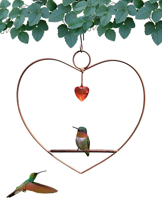 Songbird Essentials Hummingbird Swing - Tweet Heart Birdie Swing - Copper Color Hummingbird Perch