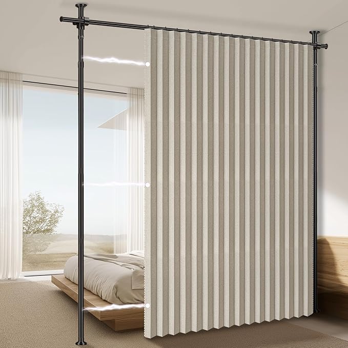 100% Blackout Room Divider Curtains Sets Cream White W100 x L96 in, 1 Panel