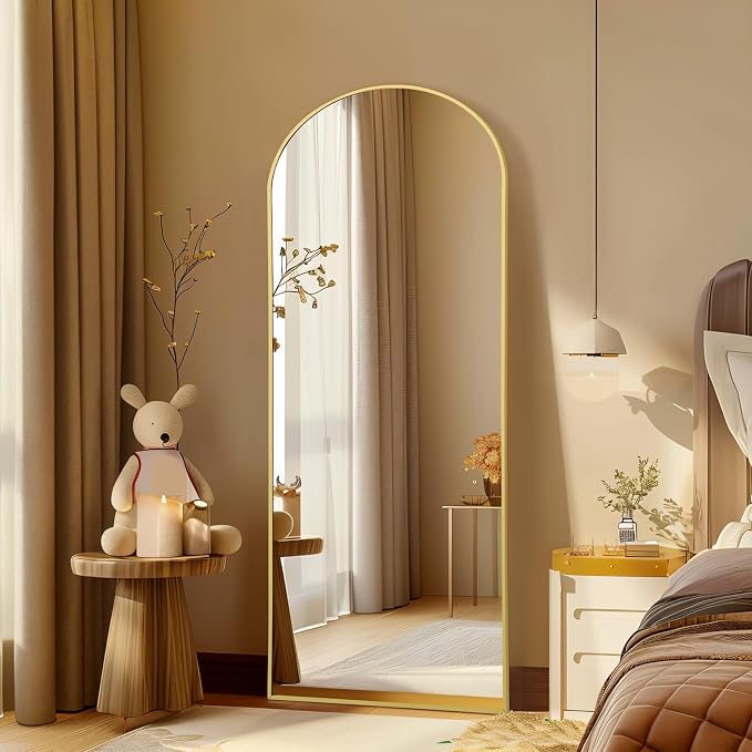 56"X18" Arched Full Length Mirror, Tempered Glass Full Body Mirror