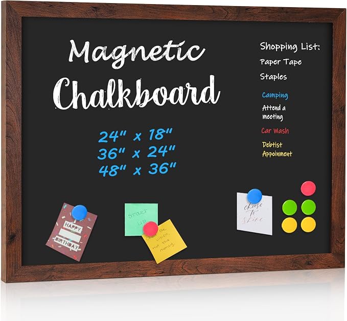 4 THOUGHT Chalk Board 24" x 36", Magnetic Large Chalkboard