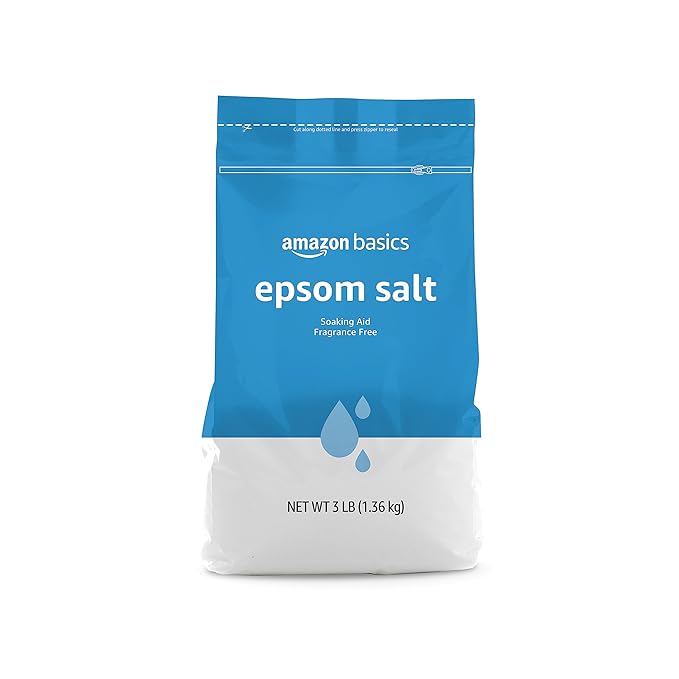 Amazon Basics Epsom Salt Soak, Unscented, Magnesium Sulfate USP, Muscle and Feet Relaxation, Soothing, 3 Pound, Pack of 1