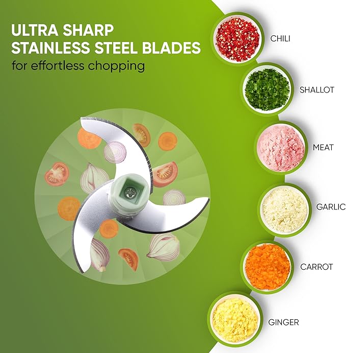 Brieftons Express Manual Food Chopper: 2-Cup, Hand Chopper Vegetable Cutter to Chop Veggies, Fruits, Herbs, Garlic Onion Chopper for Salsa, Salad, Pesto, Hummus, Guacamole, Coleslaw, Indian Cooking