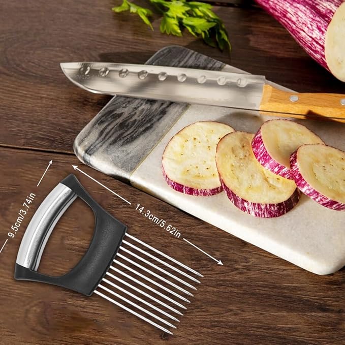 2026 New Stainless Steel Onion Slicer Holder, Onion Holder for Slicing, Lemon Slicer Vegetable Cutter, Chopper Slicing Assistant Tool for Meat, Onion, Potato, Tomato Home Kitchen Tools (2PCS)