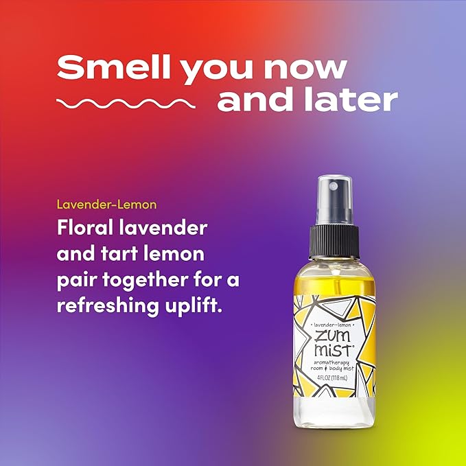 Indigo Wild Zum Mist Room & Body Spray - Aromatherapy Essential Oil Spray - Natural Body Mist & Room Spray - Lavender-Lemon Scent - 4 fl oz (2 Pack)
